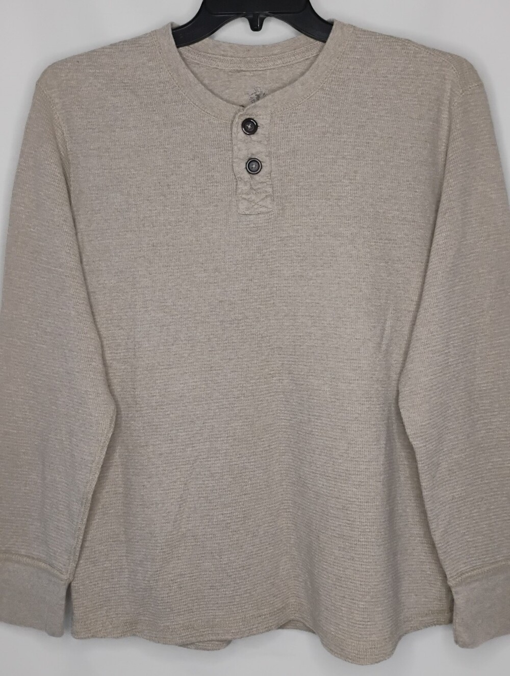 Men's XXL Roebuck & Co. Cream Thermal Henley Sweater Reverse Seam Warm Pullover
